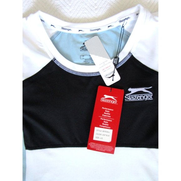 Slazenger Ladies' Sports Performance Top Large Light Blue/Black - New with Tags - Picture 7 of 10